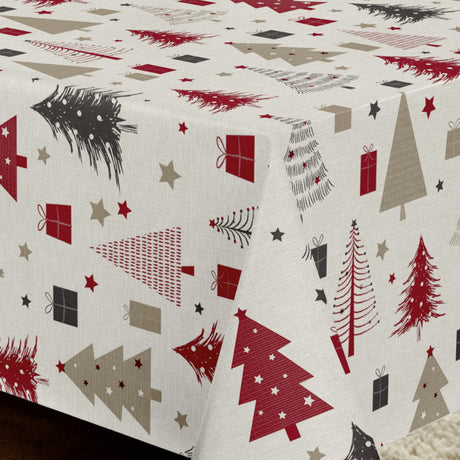 Nordfavn Arbres de Noël – Julevoksdug med juletræer og gaver