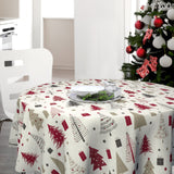 Nordfavn Arbres de Noël – Rund julevoksdug med juletræer og gaver, miljø