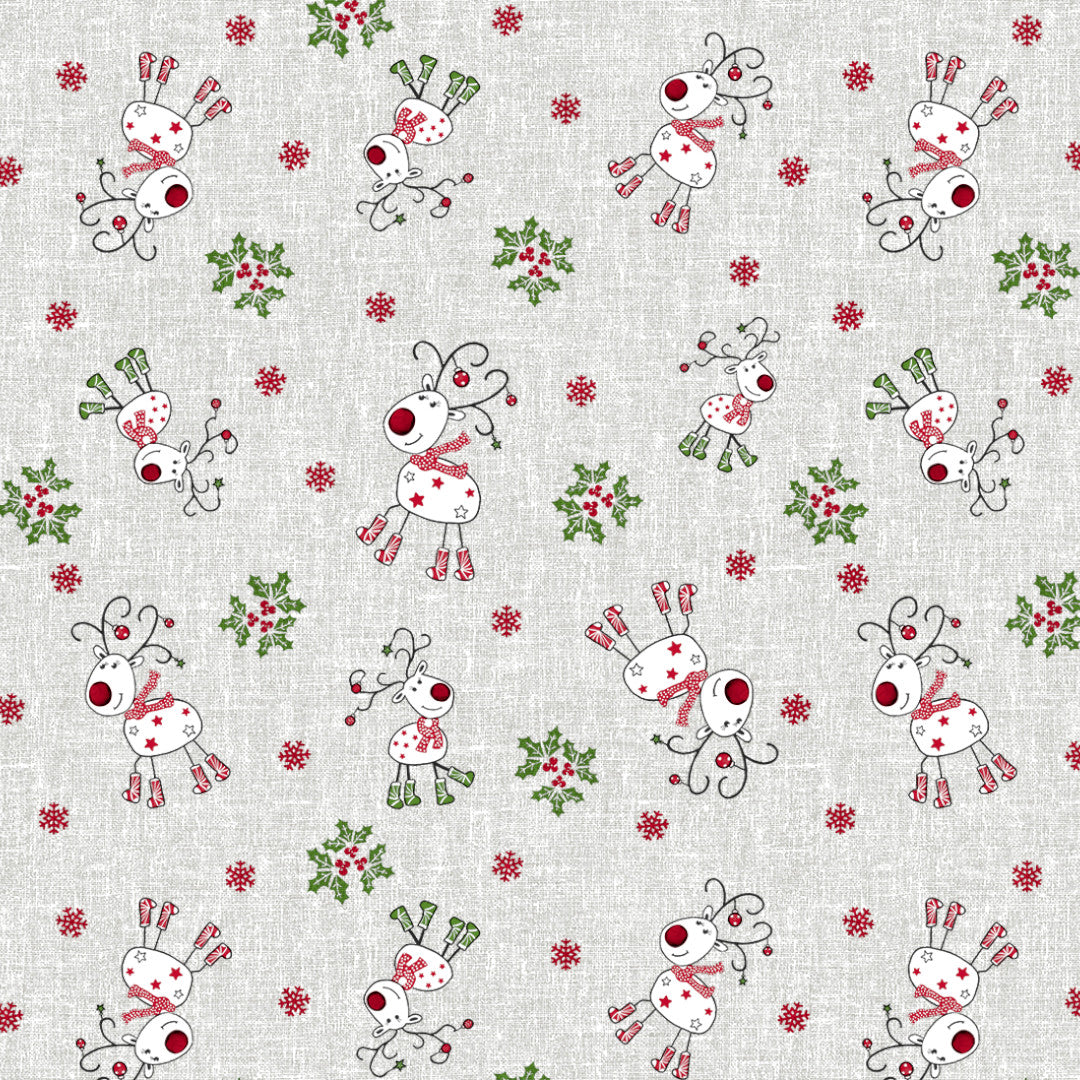 Nordfavn Ciervos Navidad – Julevoksdug med søde rensdyr, mønster
