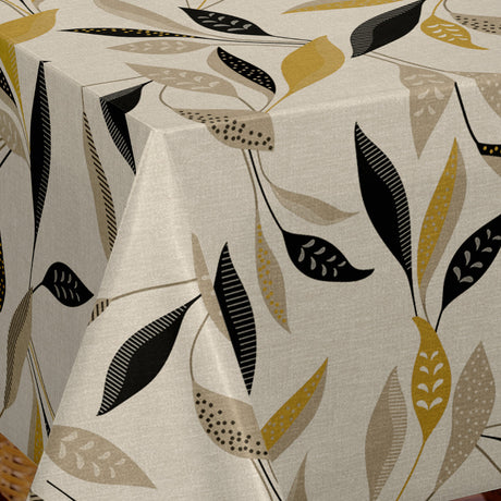 Nordfavn Class Beige - Voksdug med grafisk bladmønster, mønster