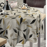 Nordfavn Class Beige - Voksdug med grafisk bladmønster. rund miljø