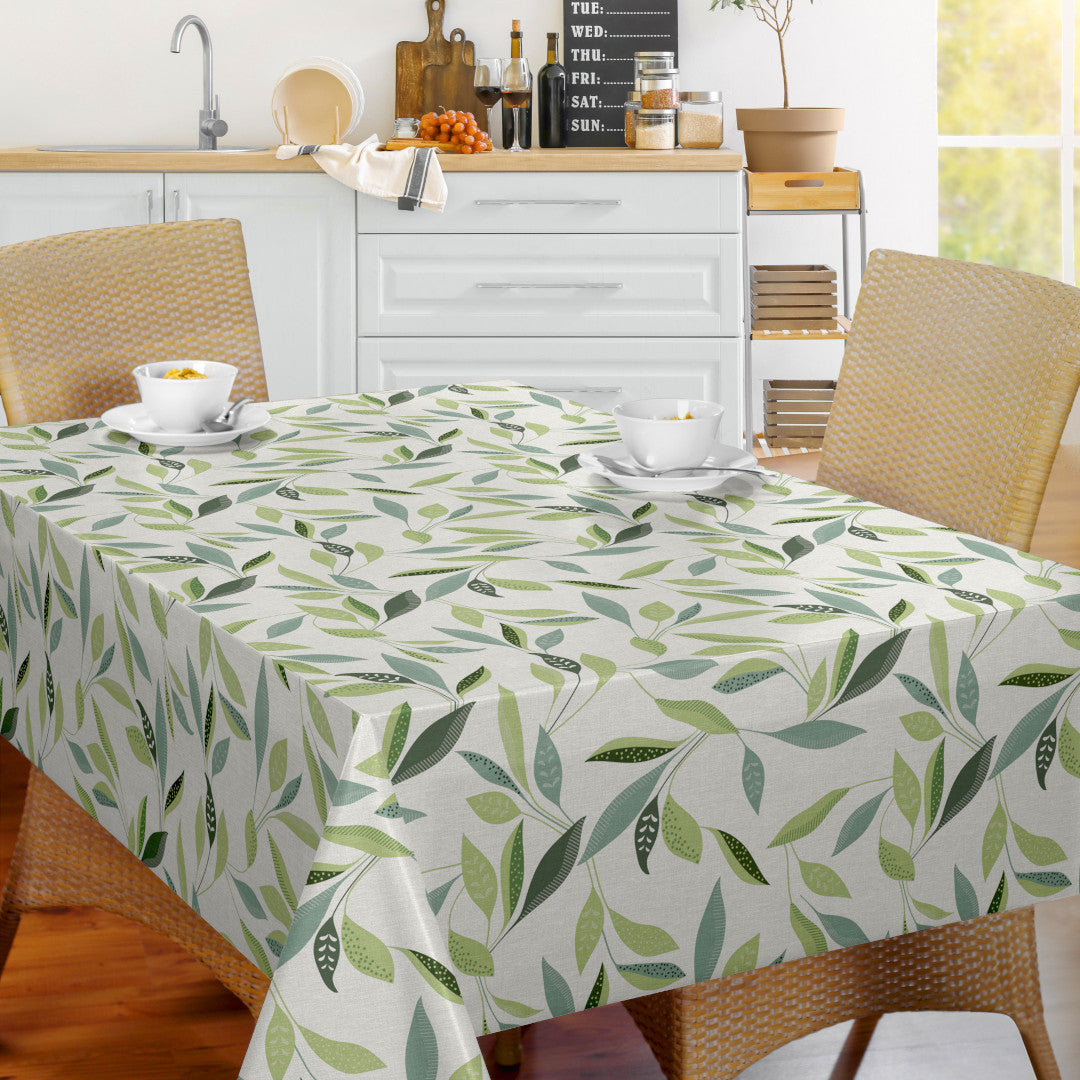 Nordfavn Class Grøn - Voksdug med grafisk bladmønster