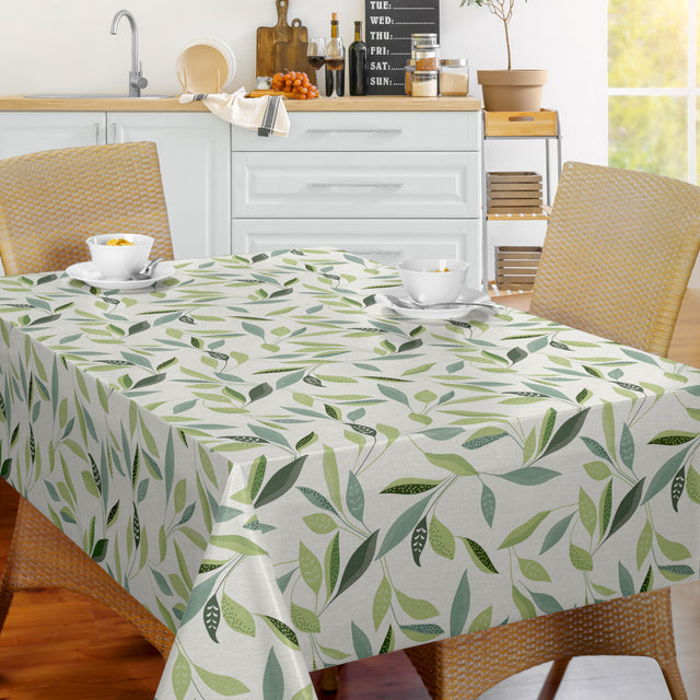 Nordfavn Class Grøn - Voksdug med grafisk bladmønster