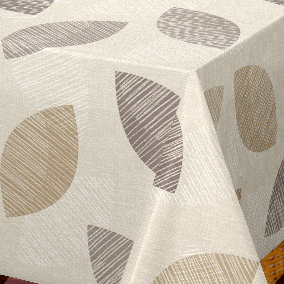 Nordfavn Cocoon Beige - Voksdug med grafisk bladmønster, hjørne