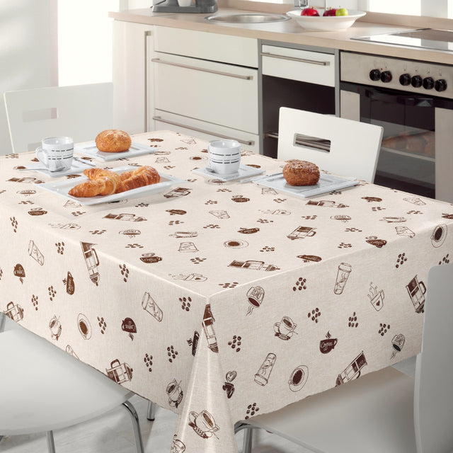 Nordfavn Coffee Time Beige – Voksdug med hyggeligt kaffemotiv, miljø