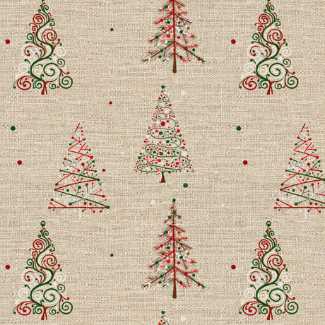 Nordfavn Crisp – Juleakryldug med juletræer i rødt og grønt, mønster
