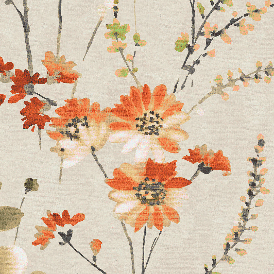 Nordfavn Cristel – Akryldug med vilde blomster i varme efterårsfarver, nærbillede