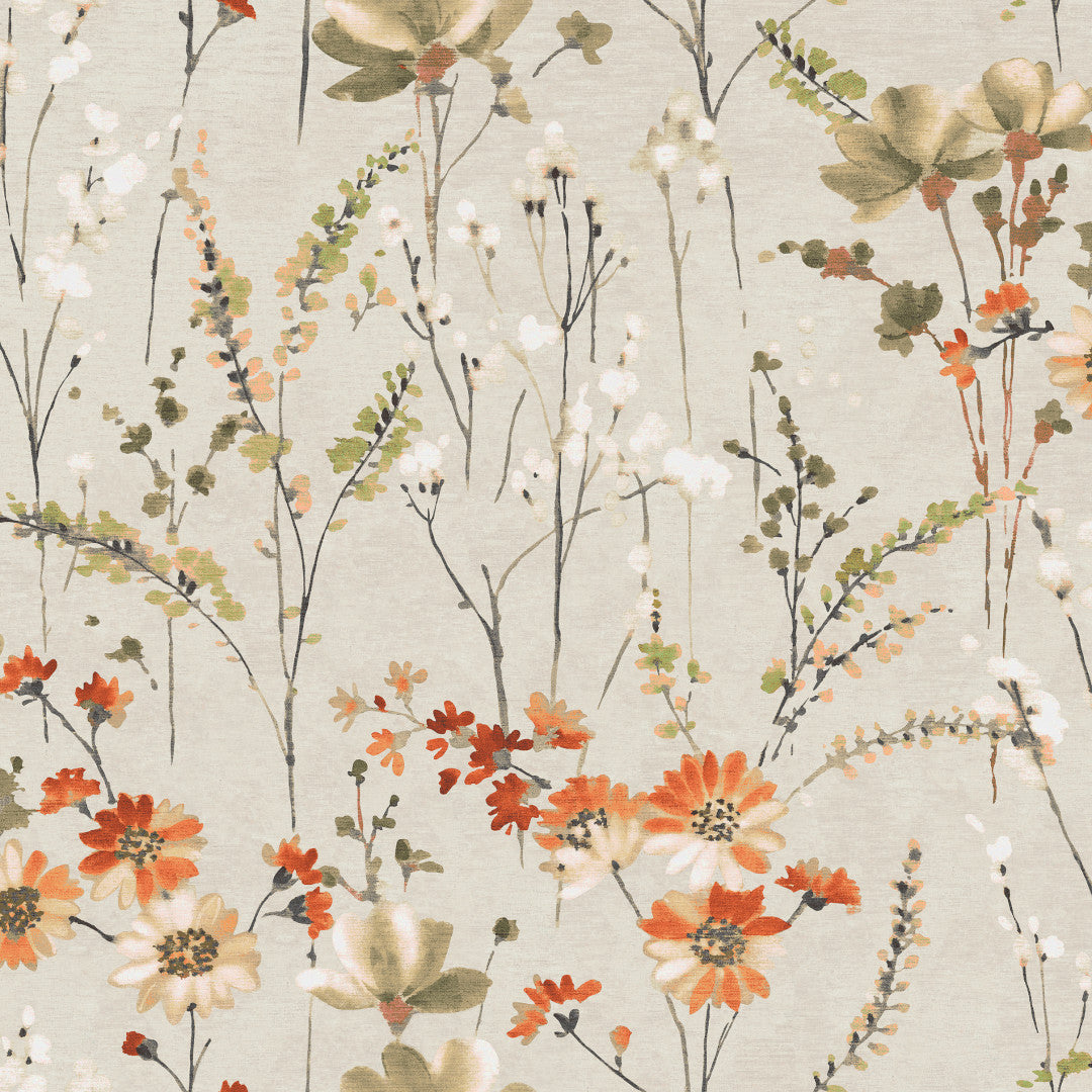 Nordfavn Cristel – Akryldug med vilde blomster i varme efterårsfarver