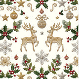 Nordfavn Destello – Akryldug med gyldne rensdyr og klassiske julemotiver, mønster