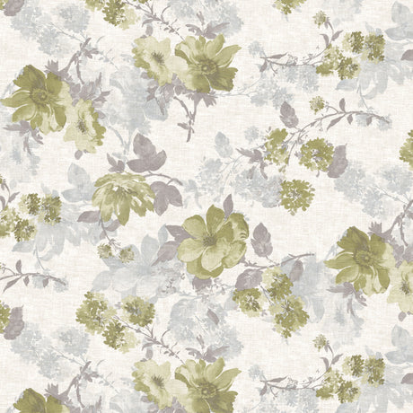 Nordfavn Elisabeth Grøn - Voksdug klassisk blomsterprint, mønster