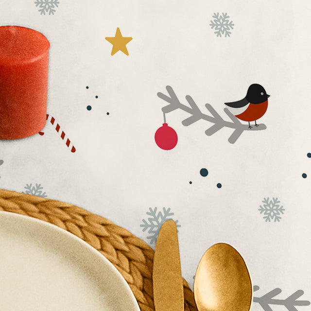 Nordfavn Eve – Juleakryldug med små fugle og grene, nærbillede