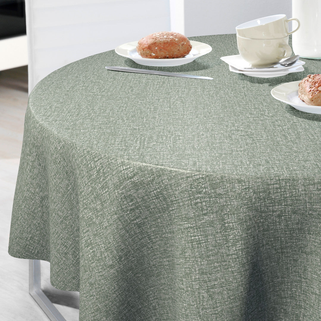 Nordfavn Fine Weave Moss – Præget rund voksdug med diskret tekstiludtryk