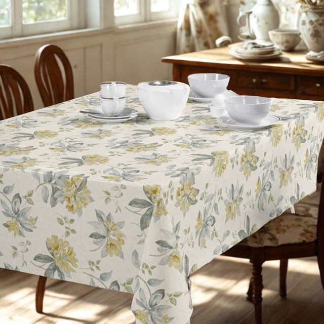 Nordfavn Fruehling Gul - Voksdug med elegant blomsterprint, miljø