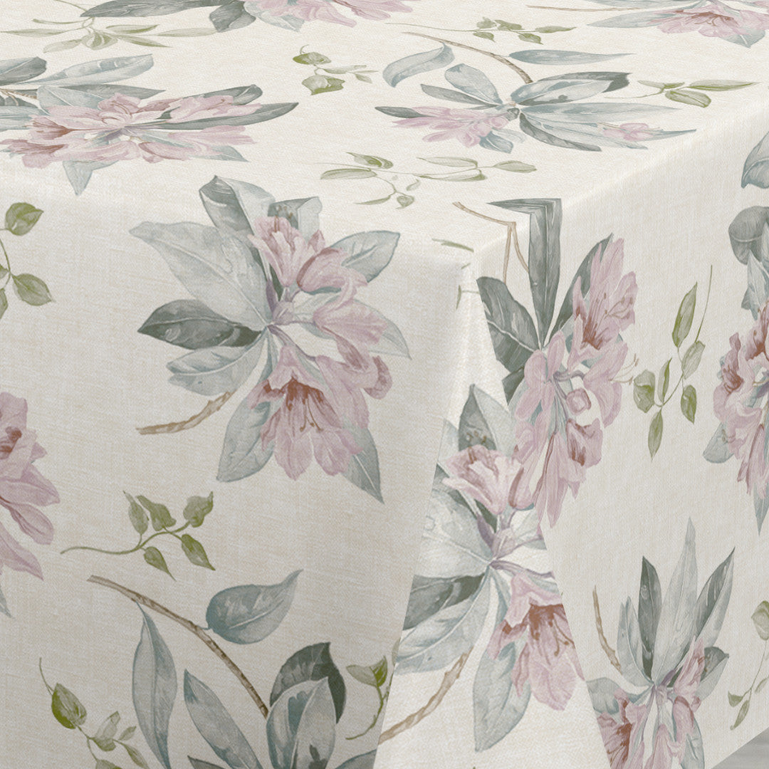 Nordfavn Fruehling Rosa - Voksdug med blødt blomsterprint, hjørne