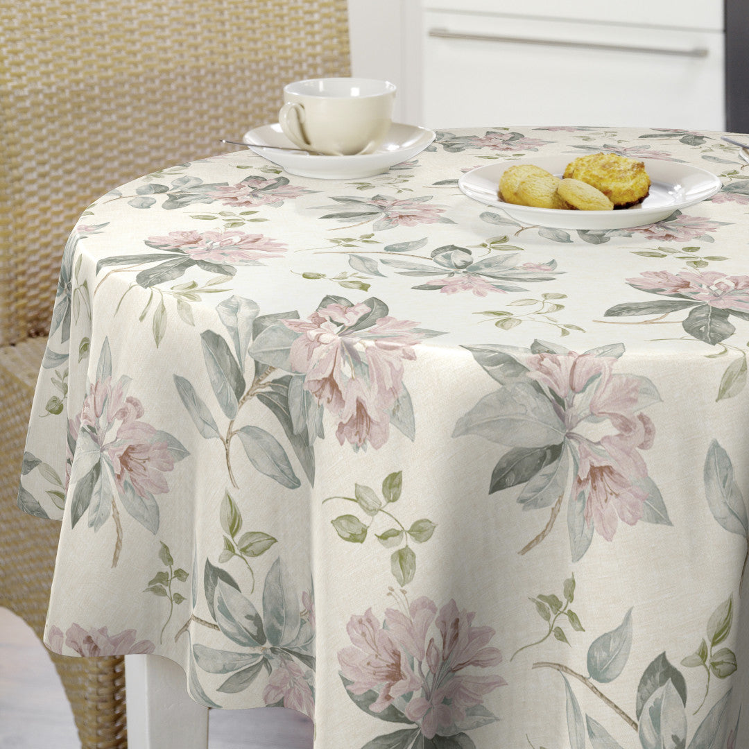 Nordfavn Fruehling Rosa - Voksdug med blødt blomsterprint, rund