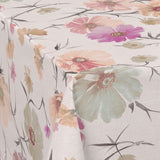 Nordfavn Gerbera Beige – Voksdug med blomster i hørtryk, hjørne