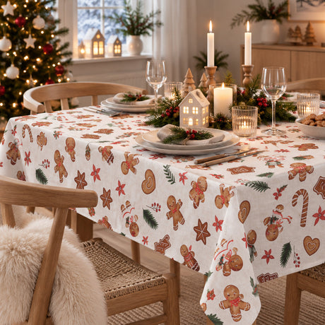 Nordfavn Gingerbread Lys hørlook – Julevoksdug med honningkager, miljø