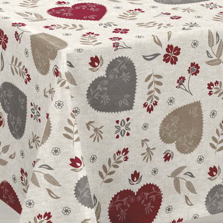 Nordfavn Hati Natur - Voksdug med dekorativt hjertemønster, hjørne