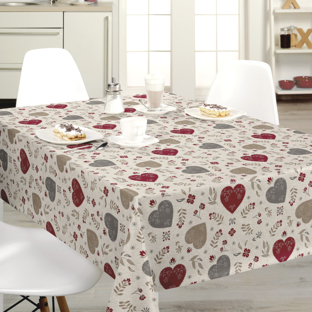 Nordfavn Hati Natur - Voksdug med dekorativt hjertemønster