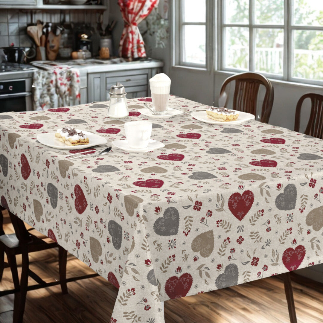 Nordfavn Hati Natur - Voksdug med dekorativt hjertemønster, romantisk miljø