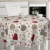 Nordfavn Hati Natur - Voksdug med dekorativt hjertemønster, rund