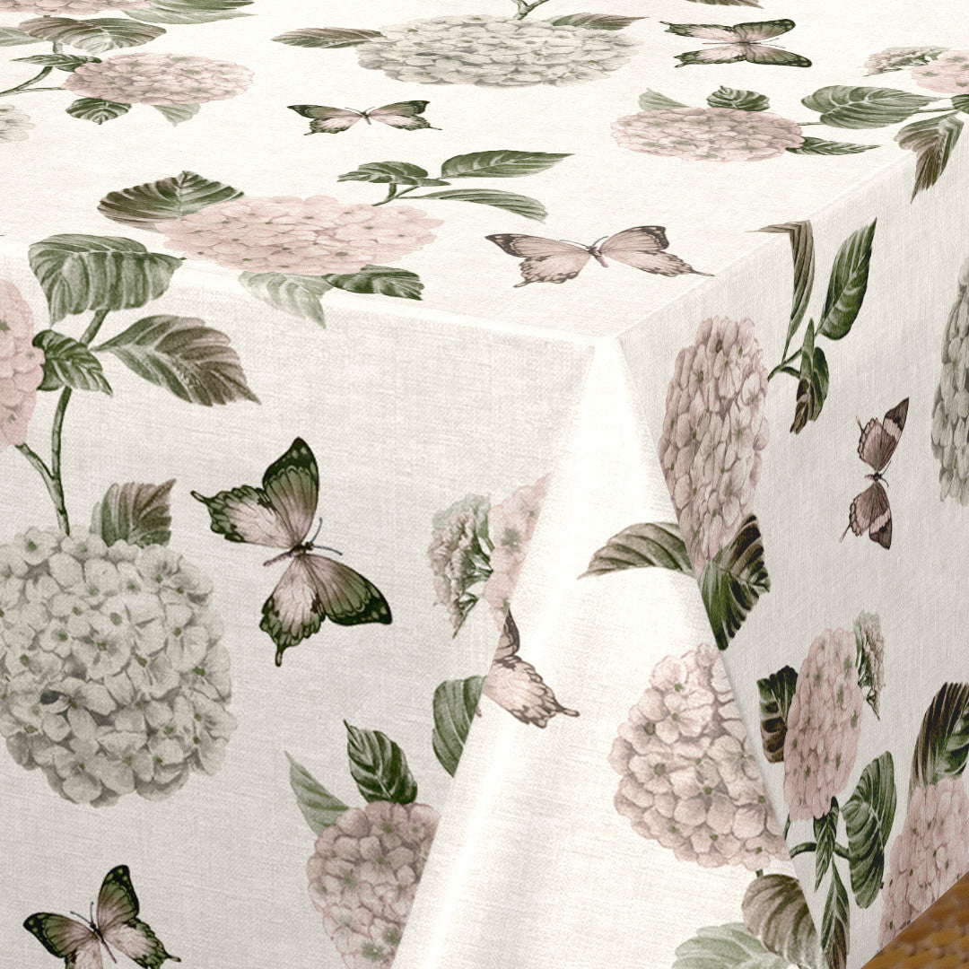 Nordfavn Hortensia Have - Voksdug med sommerfugle, hjørne