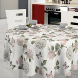 Nordfavn Hortensia Have - Voksdug med sommerfugle, rund køkken