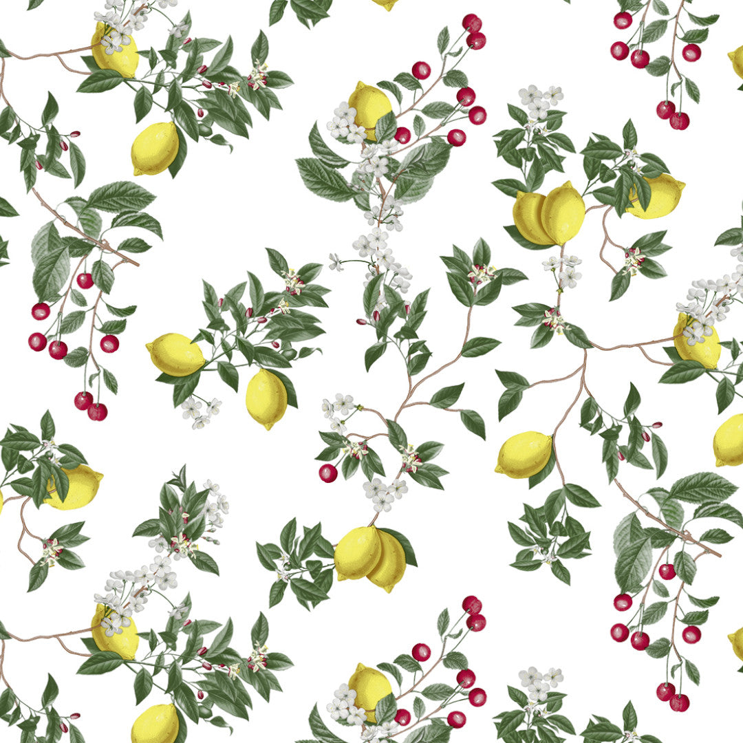 Nordfavn Lemon Cherry – Voksdug med citroner og kirsebær, mønster