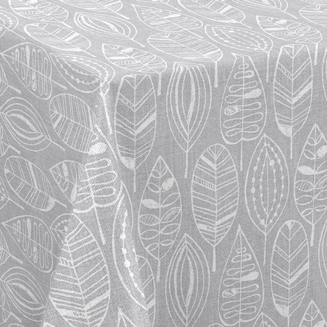 Nordfavn Nordic Leaf Grey – Voksdug med stiliseret bladmønster, hjørne