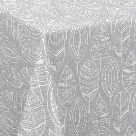 Nordfavn Nordic Leaf Grey – Voksdug med stiliseret bladmønster, hjørne