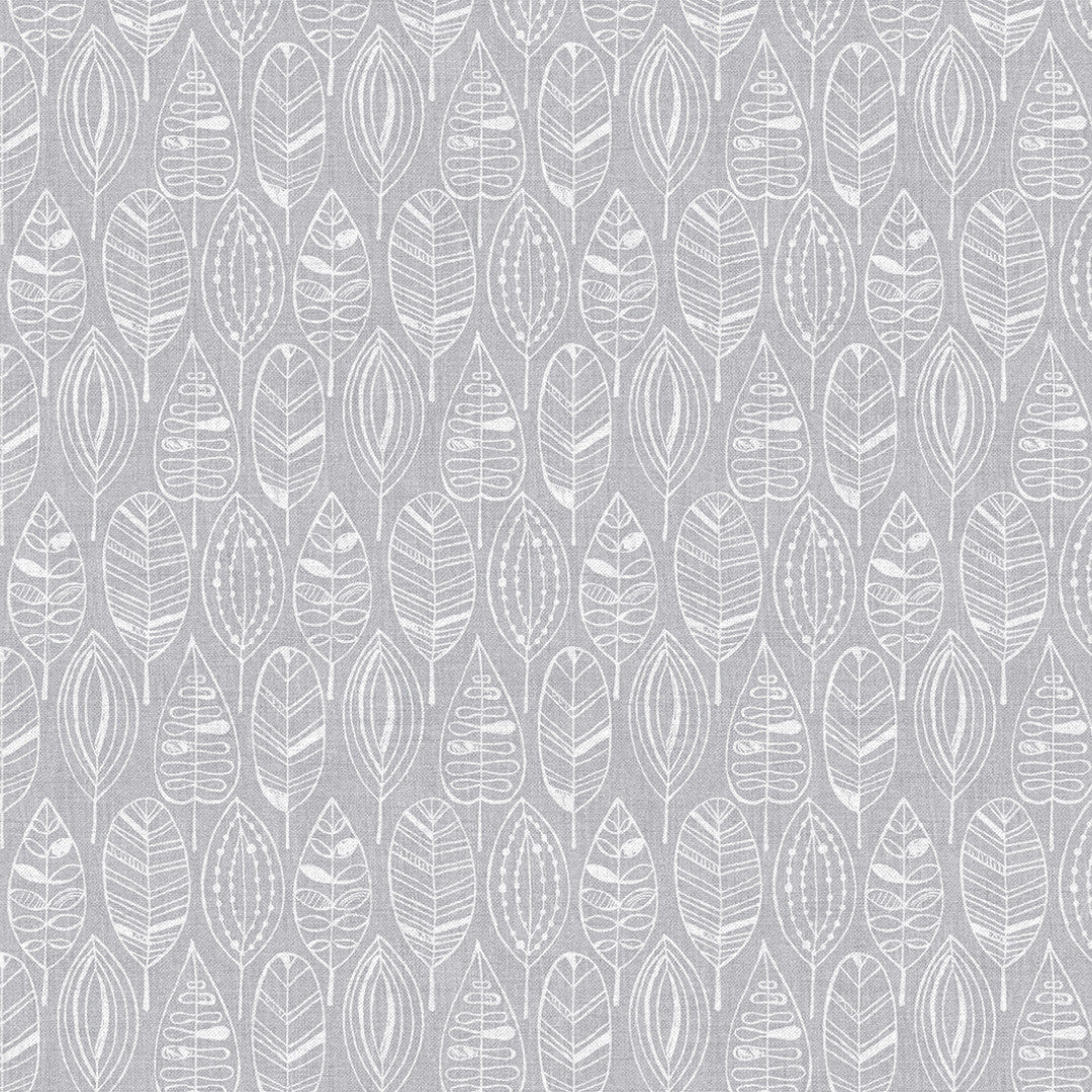 Nordfavn Nordic Leaf Grey – Voksdug med stiliseret bladmønster