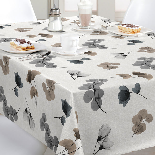 Nordfavn Organza Grey Beige – Voksdug med bladmønster, miljø