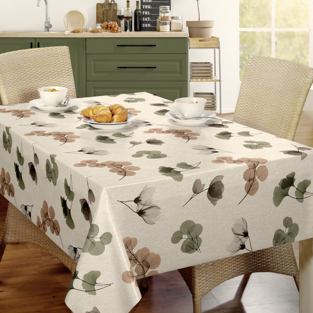 Nordfavn Organza Natur – Voksdug med let blomster- og bladmønster