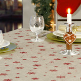 Nordfavn Snowflakes – Julevoksdug med røde snefnug og iskrystaller, opdækning