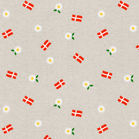 Nordfavn Sommerglæde – Akryldug i hørlook (Grå), mønster