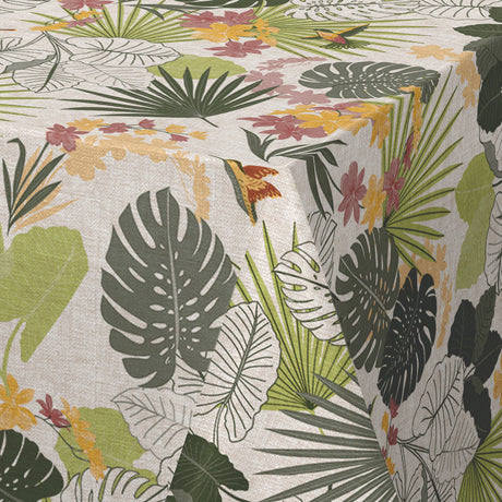 Nordfavn Tropical Kolibri – Voksdug med botanisk mønster, hjørne