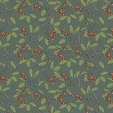 Nordfavn Winter Berry – Julevoksdug med grene og røde bær, mønster