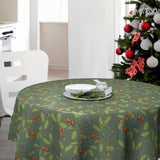 Nordfavn Winter Berry – Rund julevoksdug med grene og røde bær, miljø