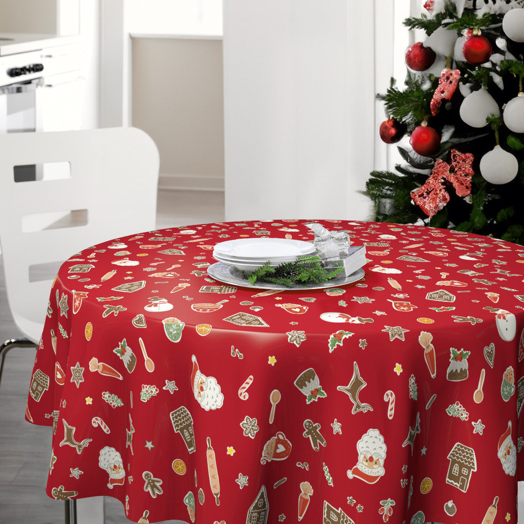 Nordfavn Xmas Cookies – Rund julevoksdug med småkager og julemotiver