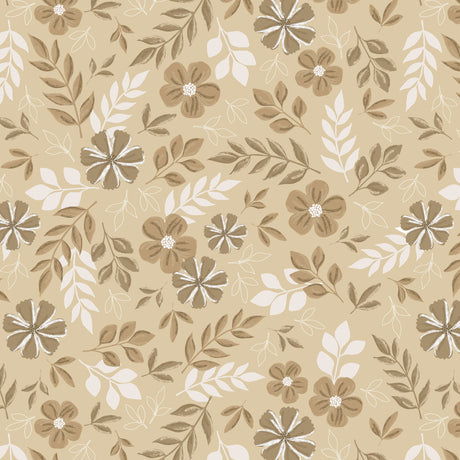 Nordic Bloom Sand – Voksdug med roligt blomstermønster