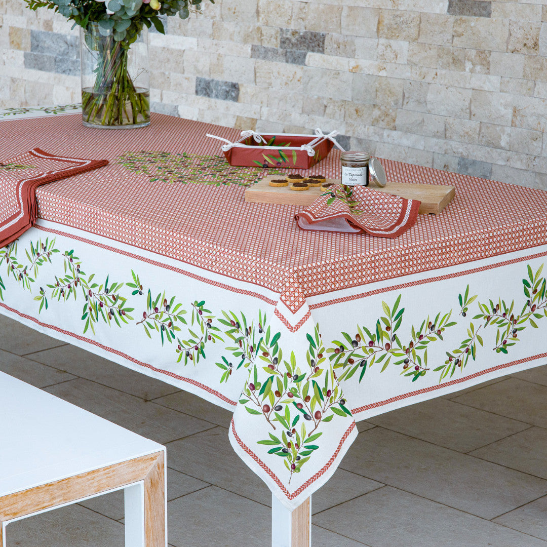 Nyons Terracotta - Rektangulær akrylbelagt provencedug 150 x 250 cm, miljø