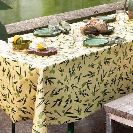 Olive It Jojoba – Captain Cook voksdug med grafisk olivenmotiv, hjørne