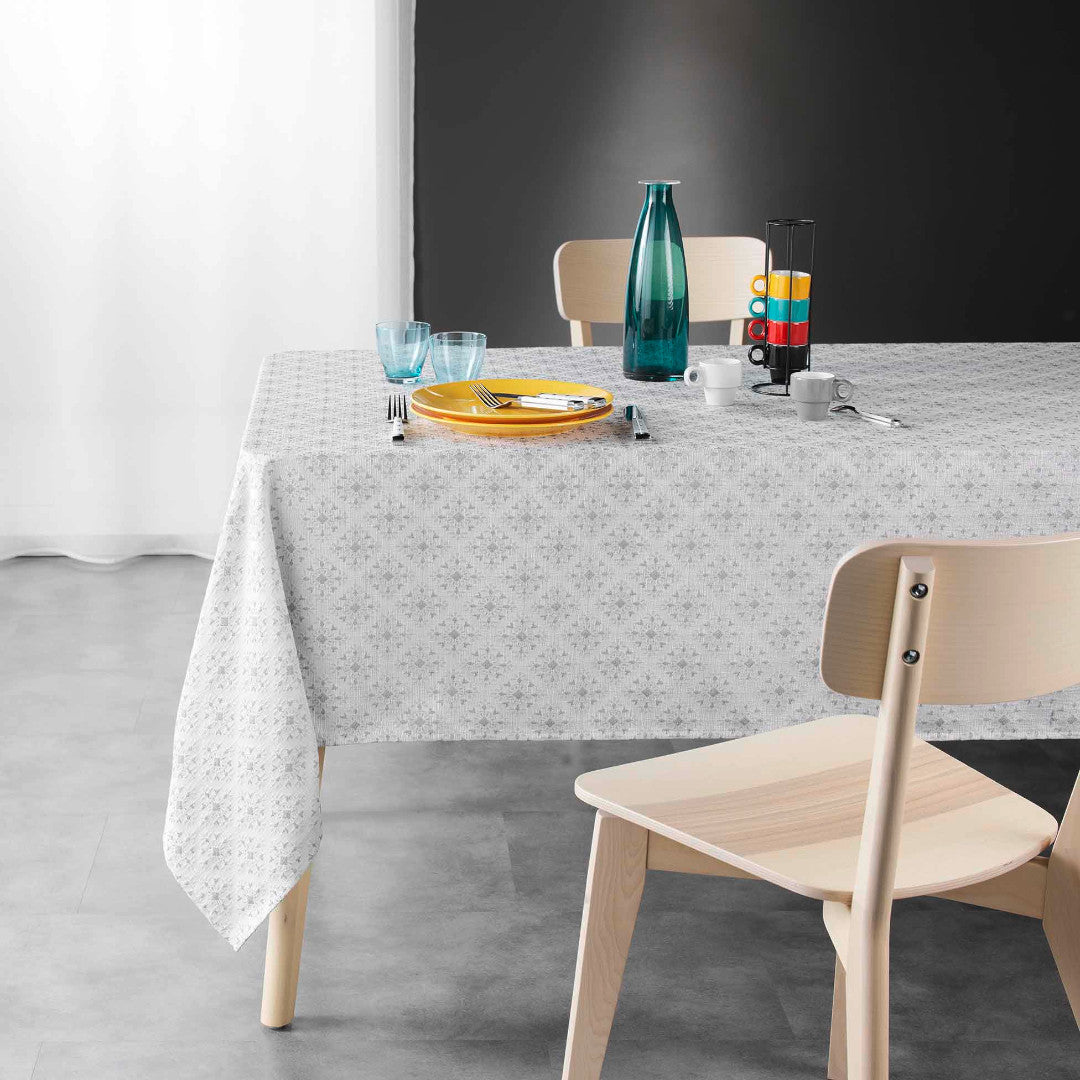 Orphee – Damaskdug med fint, geometrisk vævet mønster – 140 x 240 cm, miljø