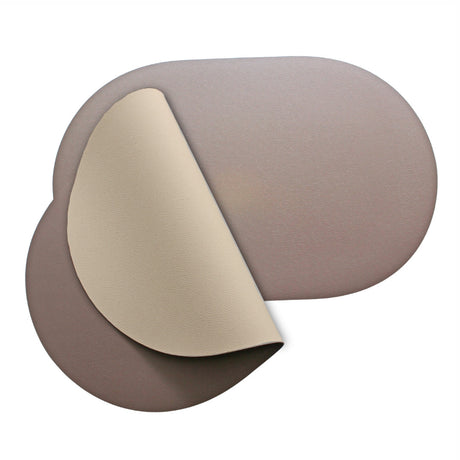 Moon oval dækkeserviet i kunstlæder – Beige/Sand grey – 30 x 45 cm