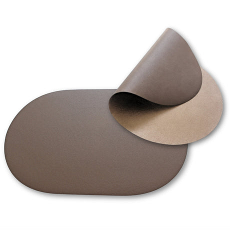 Moon oval dækkeserviet i kunstlæder – Mokka/Copper – 30 x 45 cm