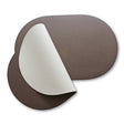 Moon oval dækkeserviet i kunstlæder – Mokka/White – 30 x 45 cm