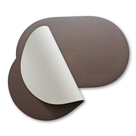 Moon oval dækkeserviet i kunstlæder – Mokka/White – 30 x 45 cm