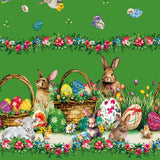 Påskelam Grøn – Påskevoksdug med lam og påskeharer