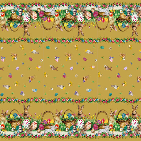 Påskelam Gylden – Påskevoksdug med lam og påskeharer, mønster