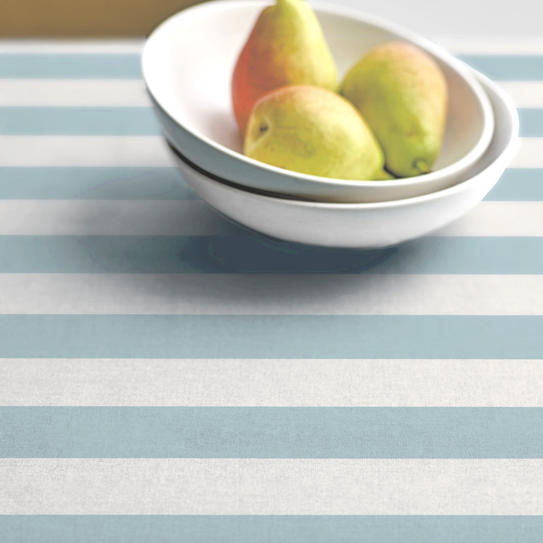 Parallel Linen Blue – Södahl akryldug i 100% bomuld med antiskrid, nærbillede